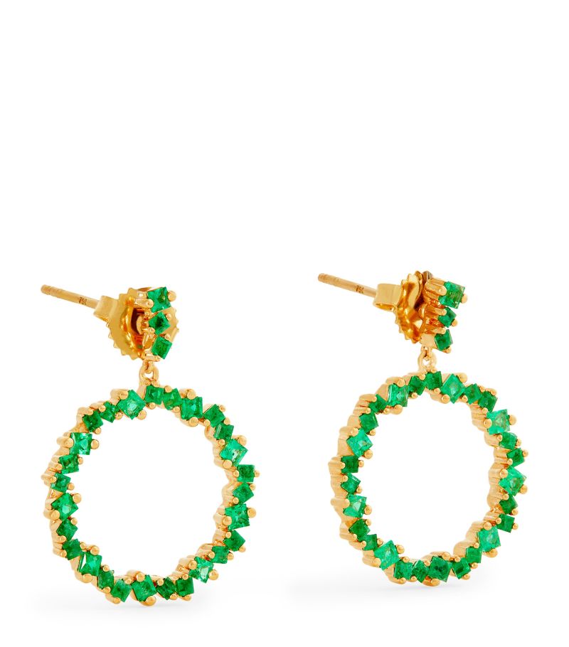 Suzanne Kalan Suzanne Kalan Yellow Gold And Emerald Princess Drop Earrings