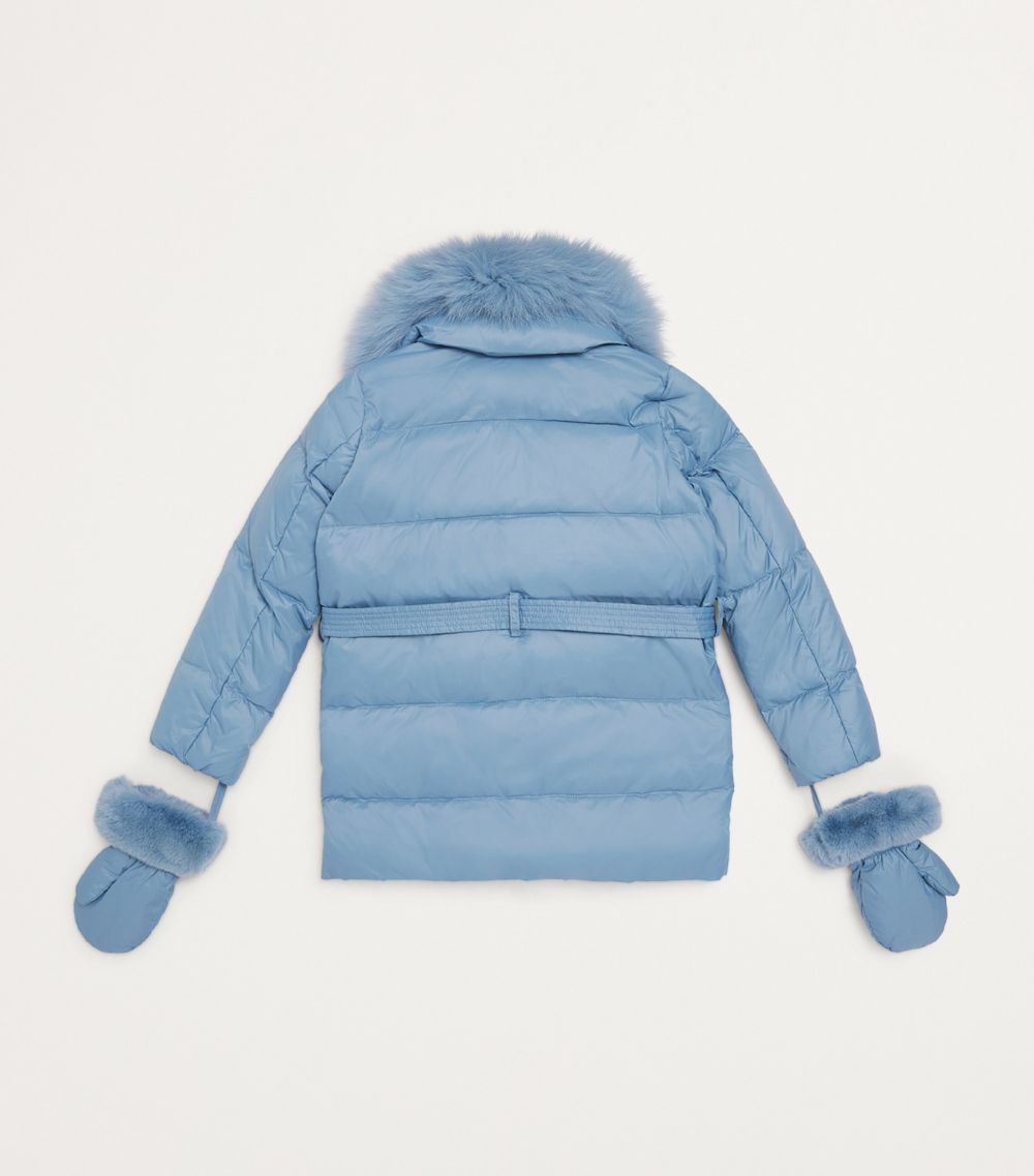 Yves Salomon Enfant Yves Salomon Enfant Fur-Trim Down Puffer Jacket With Mittens (4-14 Years)