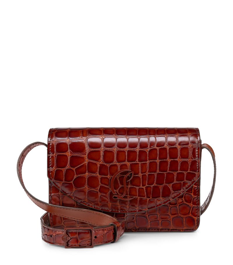 Christian Louboutin Christian Louboutin Loubi54 Leather Croc-Embossed Cross-Body Bag