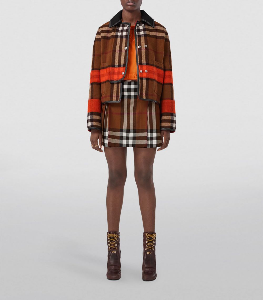 Burberry Burberry Wool Pleated Check Skirt