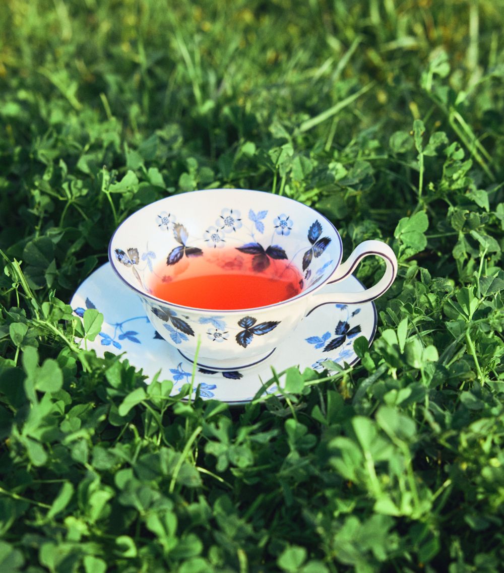 Wedgwood Wedgwood Set Of 2 Wild Strawberry Inky Blue Teacups And Saucers