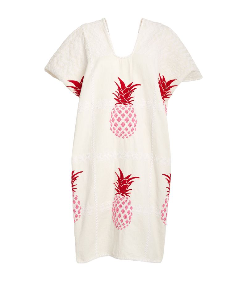  Pippa Holt Embroidered Pineapple Mini Kaftan