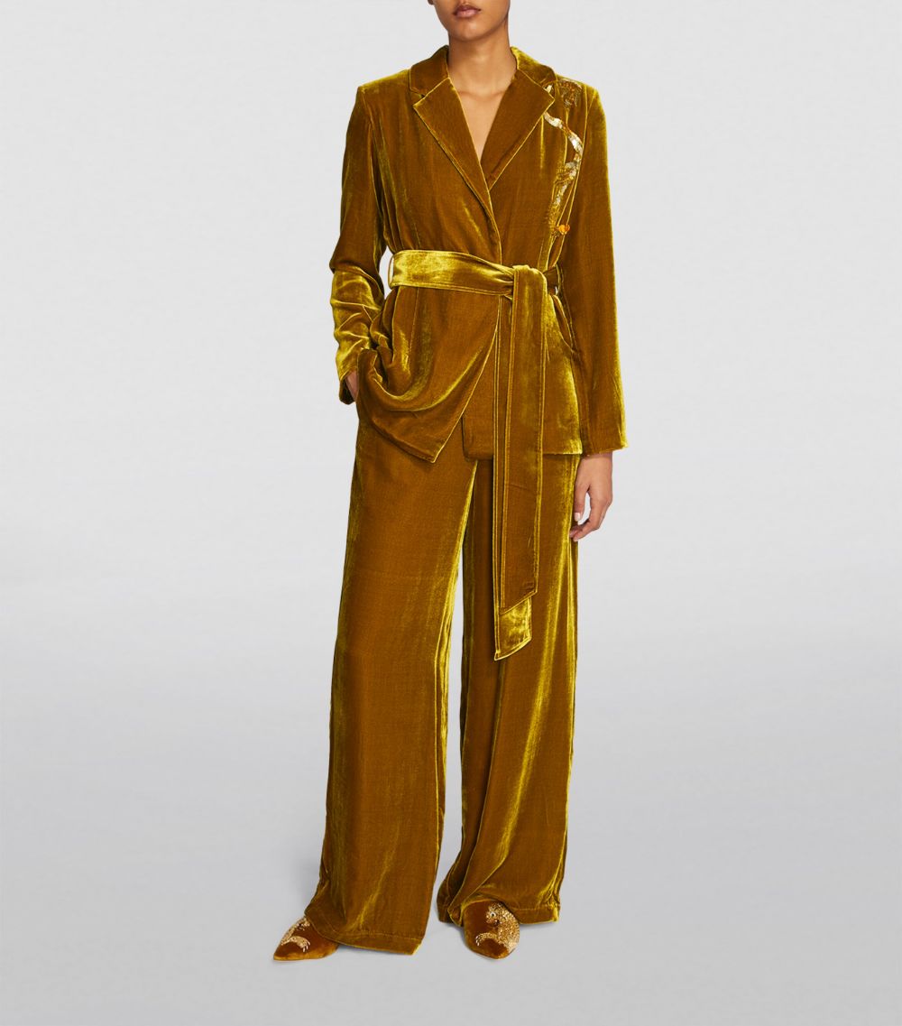 Olivia Von Halle Olivia Von Halle Velvet-Silk Embellished Jagger Pyjama Set