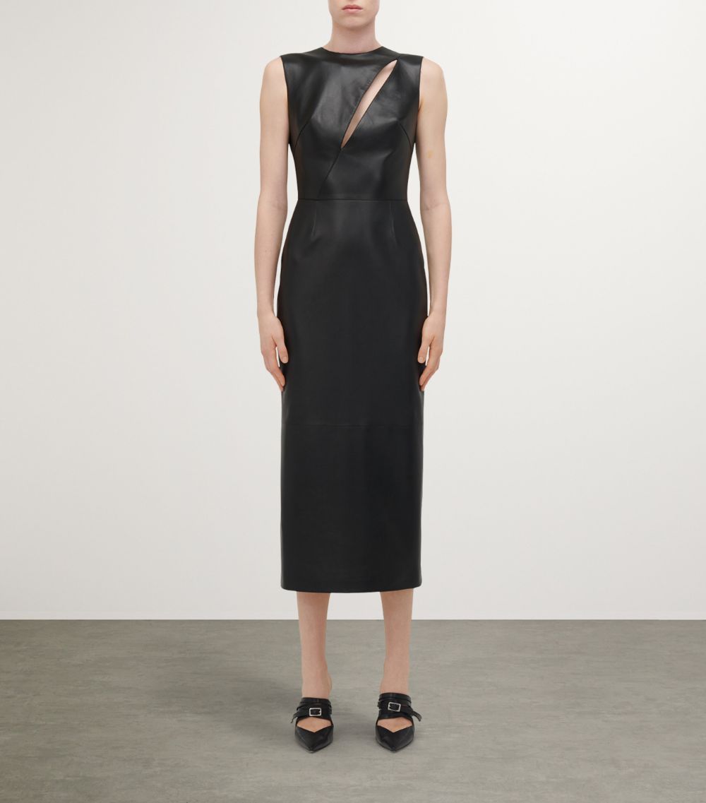 Alexander McQueen Alexander Mcqueen Leather Cut-Out Midi Dress