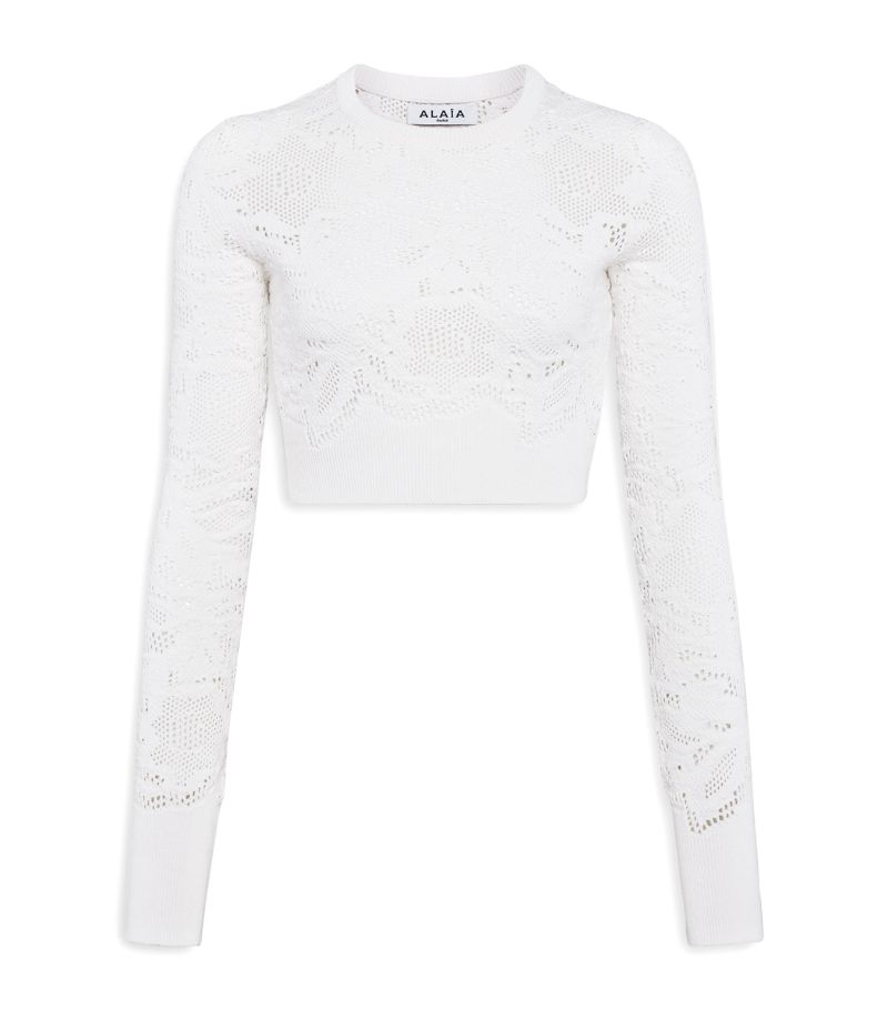 Alaïa Alaïa Lace-Knit Crop Top