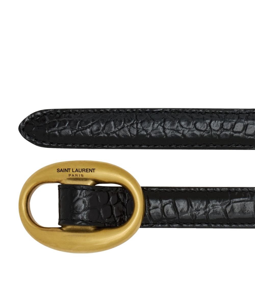 Saint Laurent Saint Laurent Leather Croc-Embossed Belt