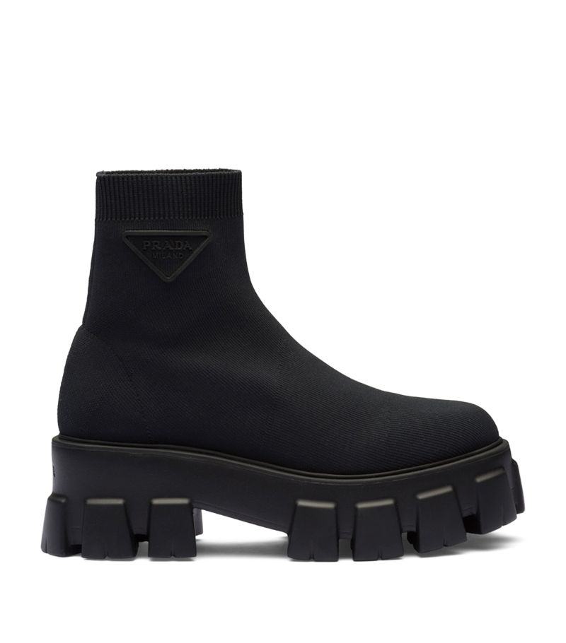 Prada Prada Knitted Monolith Ankle Boots