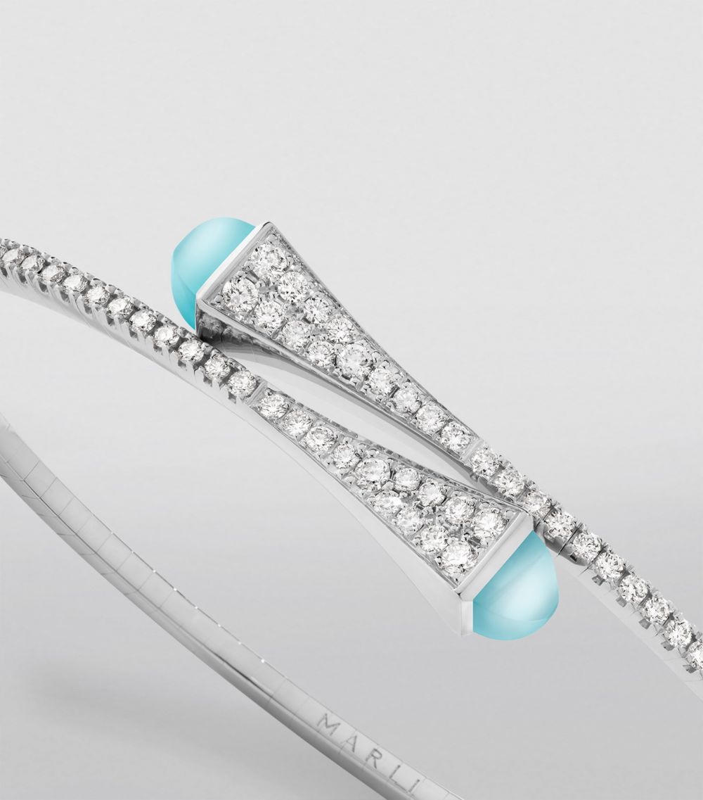  Marli New York White Gold, Diamond And Sea Blue Chalcedony Slip-On Bracelet