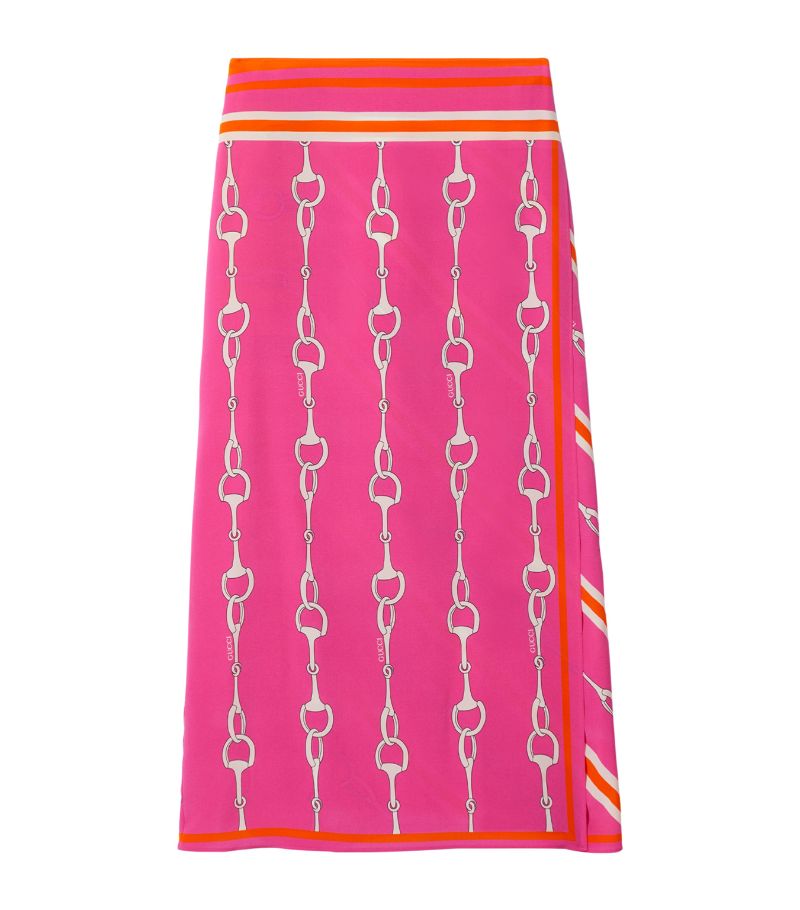 Gucci Gucci Silk Horsebit Midi Skirt