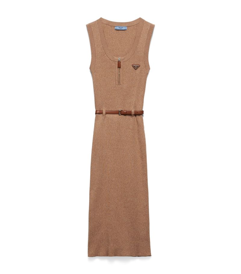 Prada Prada Cotton Ribbed Midi Dress