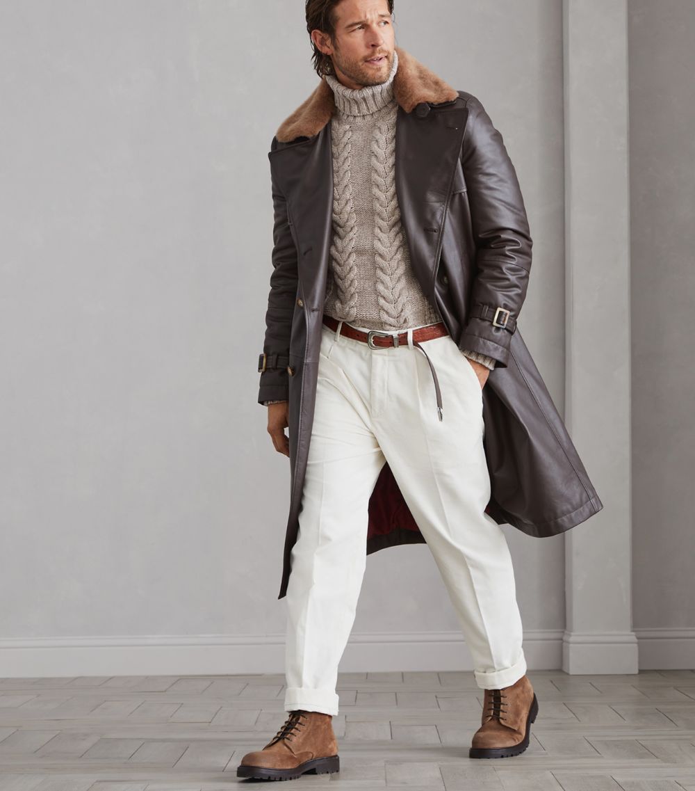 Brunello Cucinelli Brunello Cucinelli Leather Padded Trench Coat