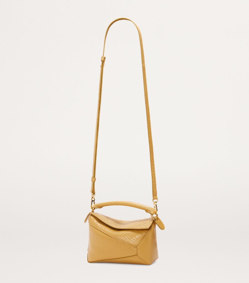 Loewe Loewe Mini Snakeskin Puzzle Edge Top-Handle Bag