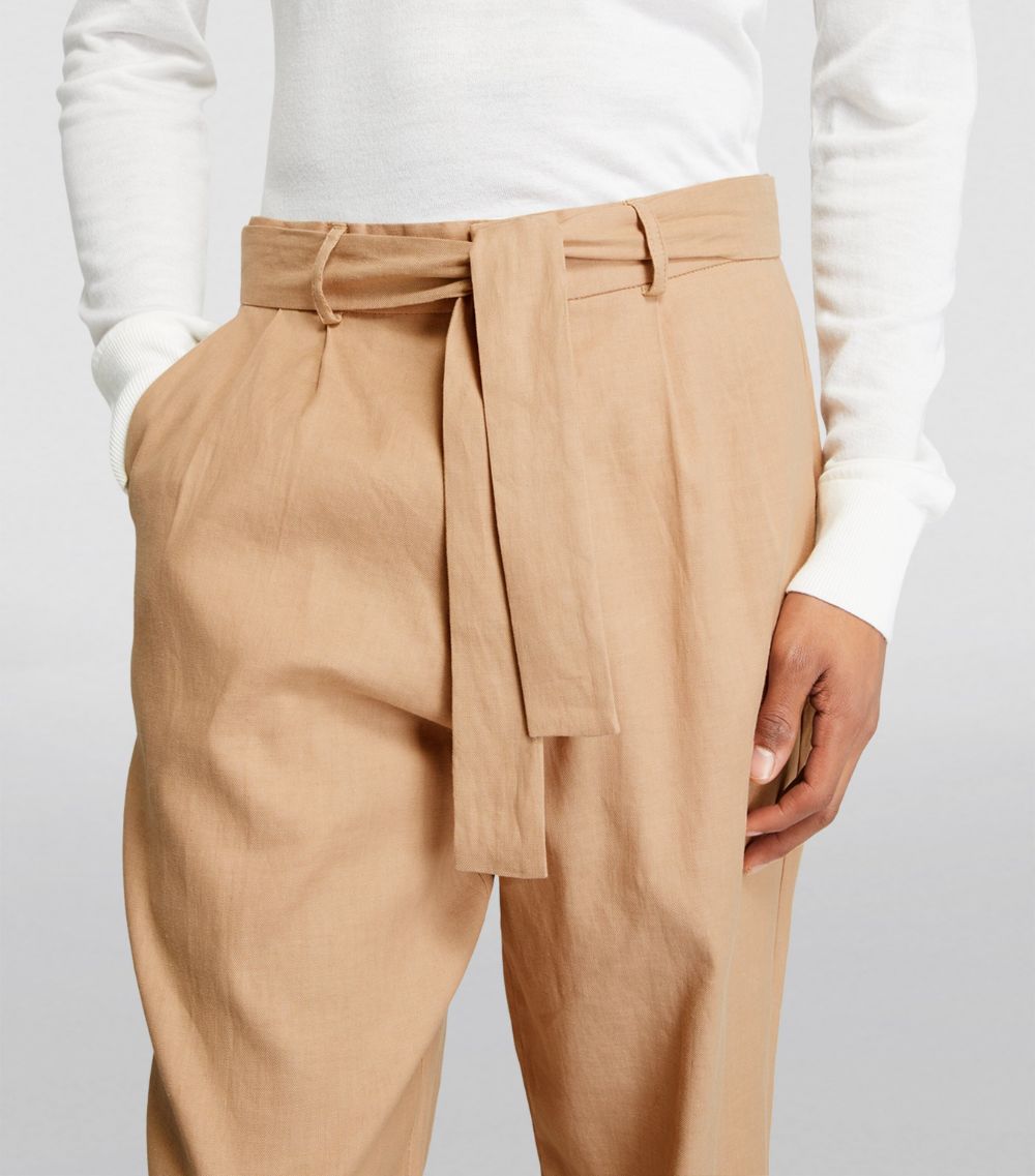 Commas Commas Linen-Blend Belted Straight Trousers