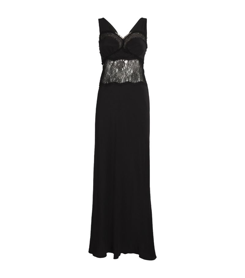 Victoria Beckham Victoria Beckham Silk Lace-Panelled Midi Dress