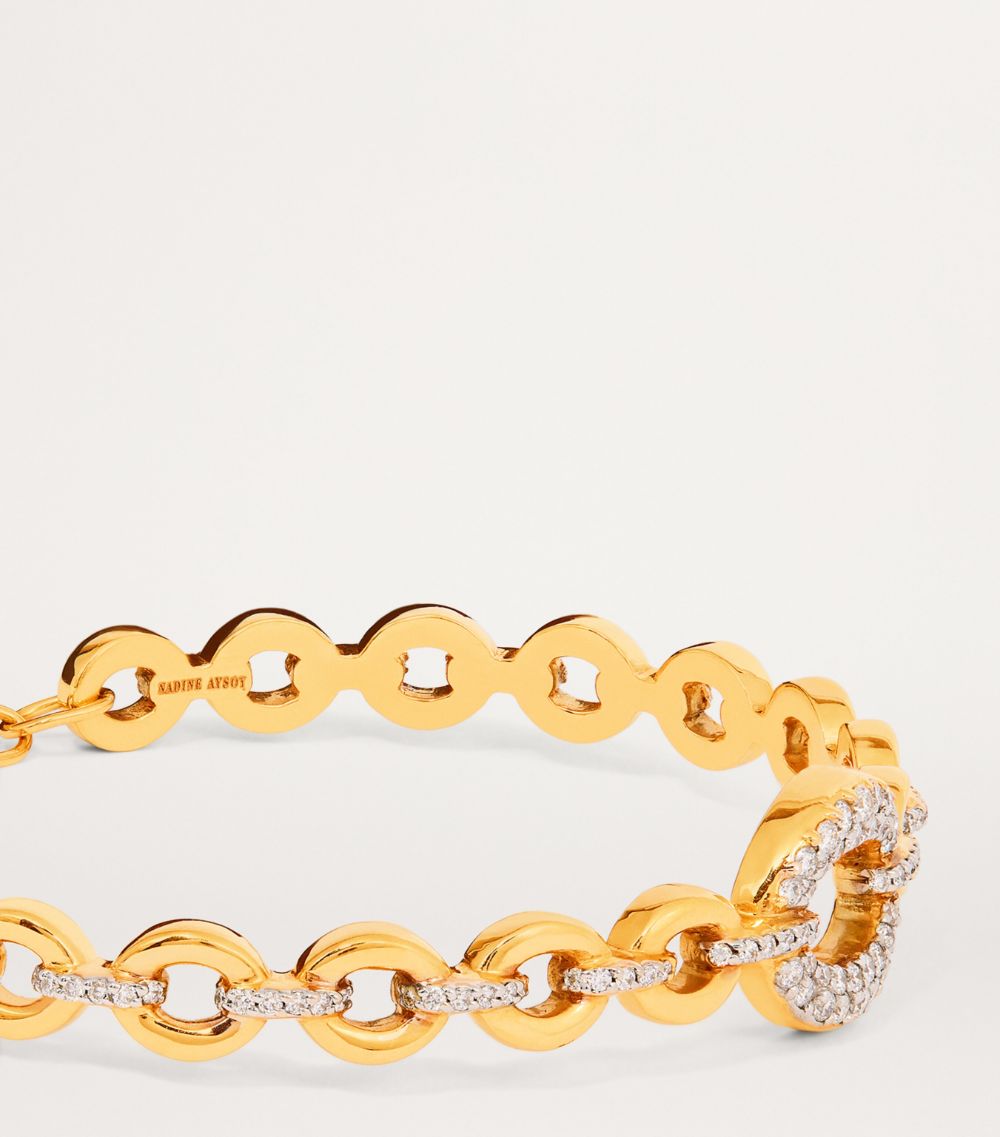 Nadine Aysoy Nadine Aysoy Yellow Gold And Diamond Catena Large Link Bangle