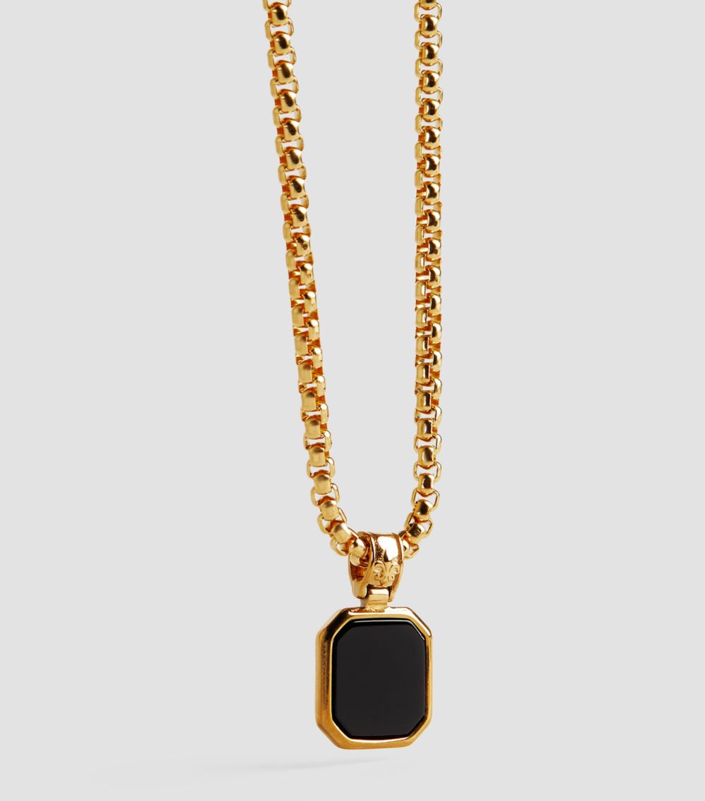 Nialaya Jewelry Nialaya Jewelry Gold-Plated Onyx Pendant Necklace