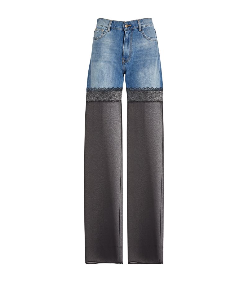 Nensi Dojaka Nensi Dojaka Sheer-Detail Hybrid High-Rise Jeans