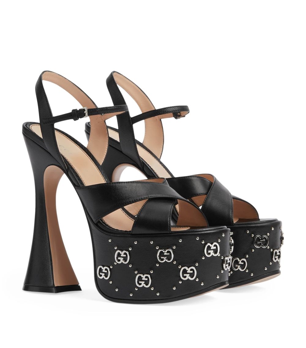 Gucci Gucci Interlocking G Studded Platform Sandals 155