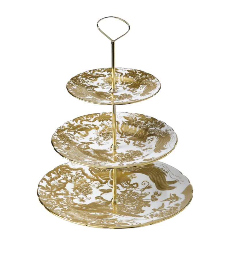 Royal Crown Derby Royal Crown Derby Aves Gold Three-Tier Cake Stand