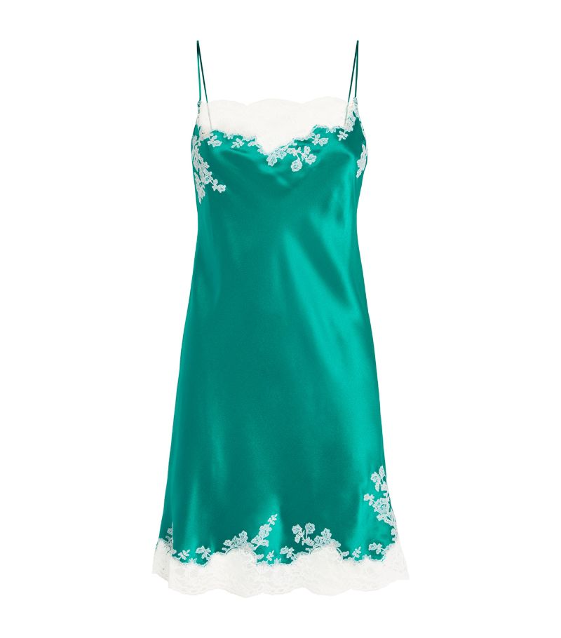 Carine Gilson Carine Gilson Silk Lace-Detail Slip Dress