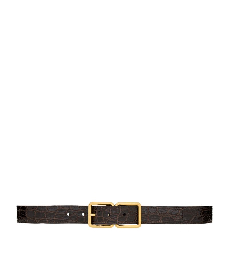 Saint Laurent Saint Laurent Leather Croc-Embossed Belt