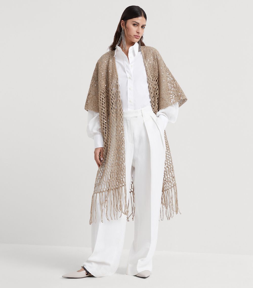 Brunello Cucinelli Brunello Cucinelli Silk-Linen Dazzling Longline Cardigan