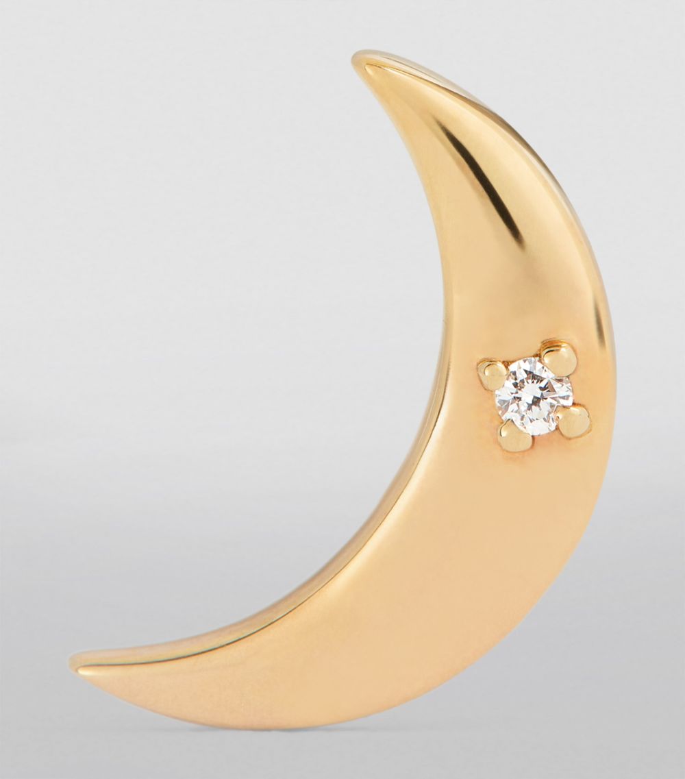 Robinson Pelham Robinson Pelham Yellow Gold And Diamond New Moon Single Earring