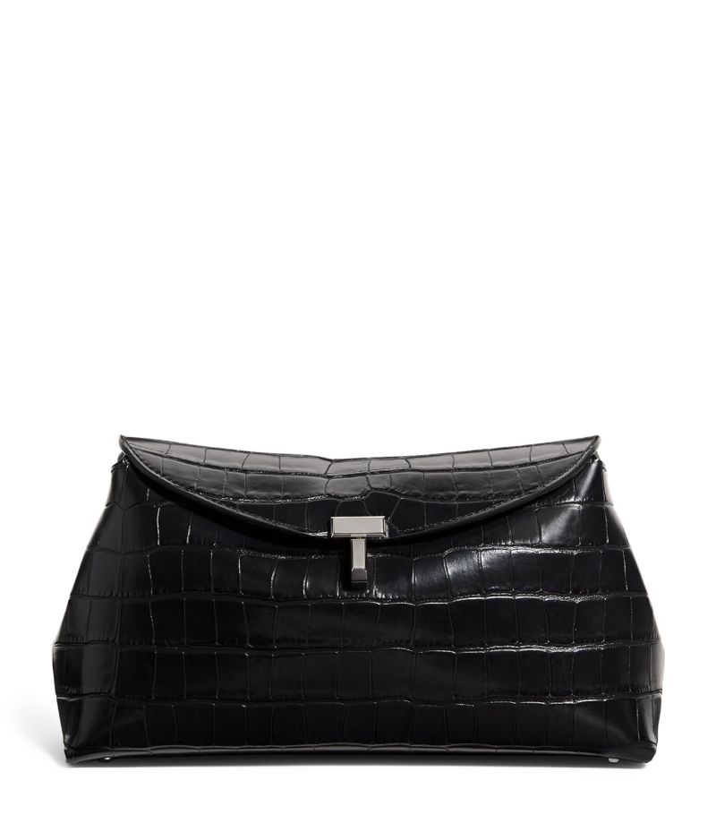 Toteme Toteme Leather Croc-Effect T-Lock Clutch Bag