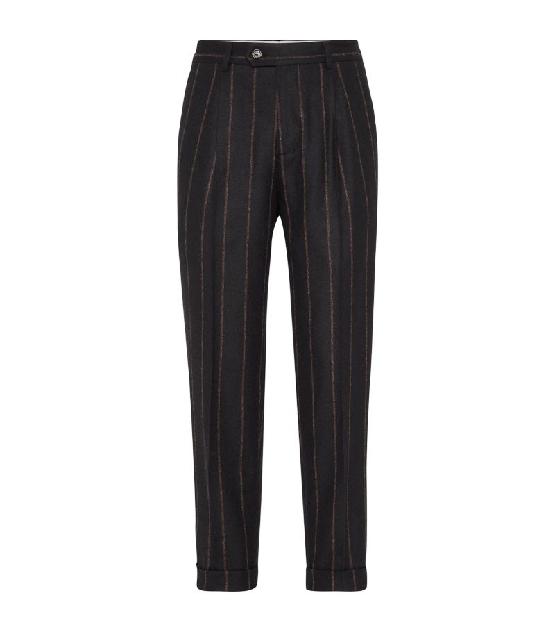 Brunello Cucinelli Brunello Cucinelli Alpaca-Blend Chalk Stripe Trousers