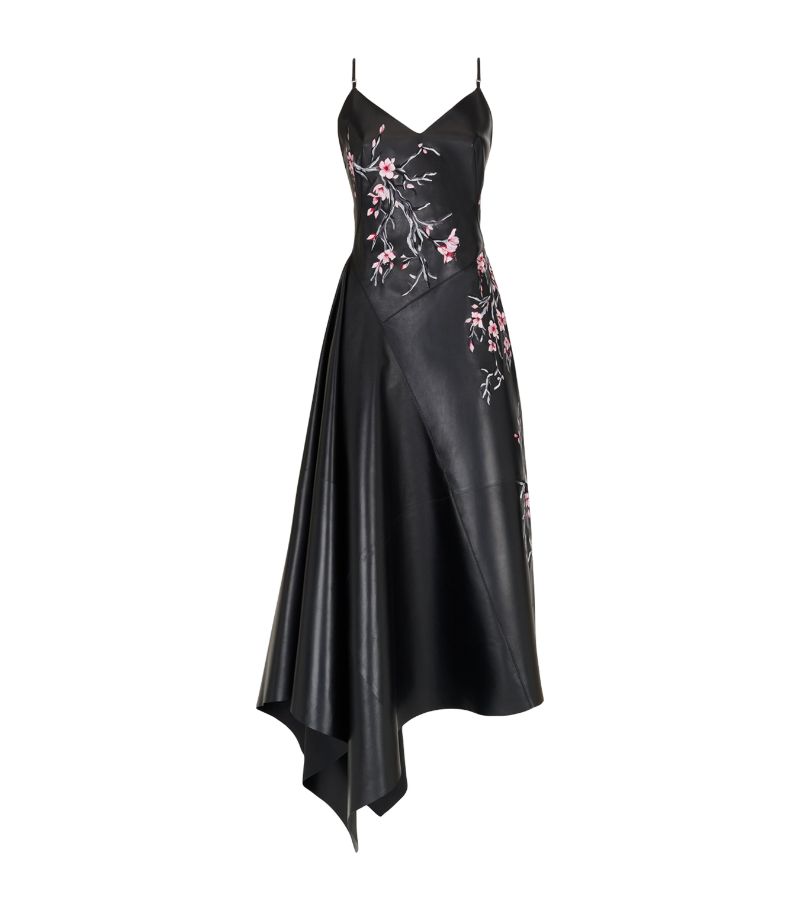 Alexander McQueen Alexander Mcqueen Lambskin Asymmetric Midi Dress