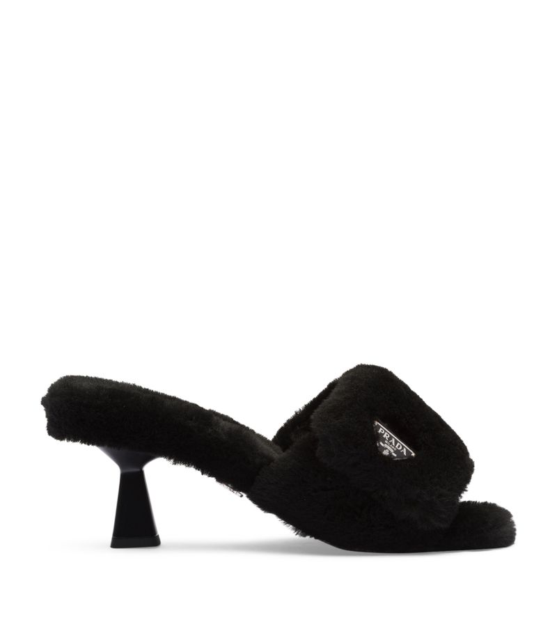 Prada Prada Shearling Triangle Mules 65