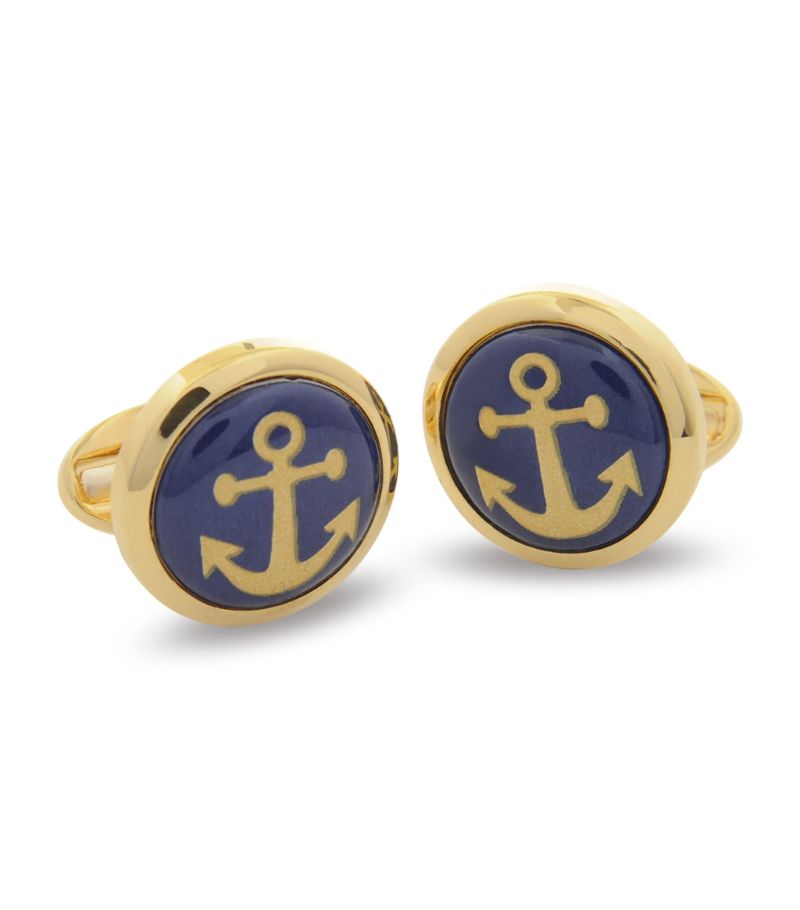 Halcyon Days Halcyon Days Yellow Gold-Plated Anchor Cufflinks