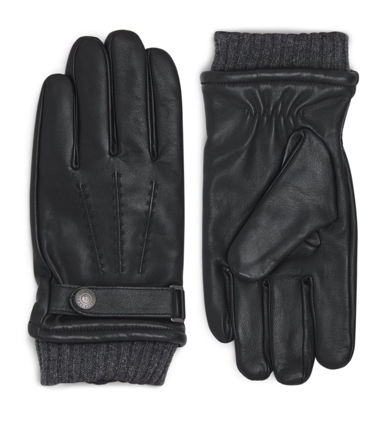 Dents Dents Leather Knitted-Cuff Gloves