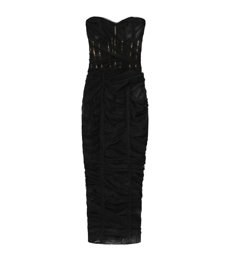 Dolce & Gabbana Dolce & Gabbana Tulle Ruched Bustier Midi Dress