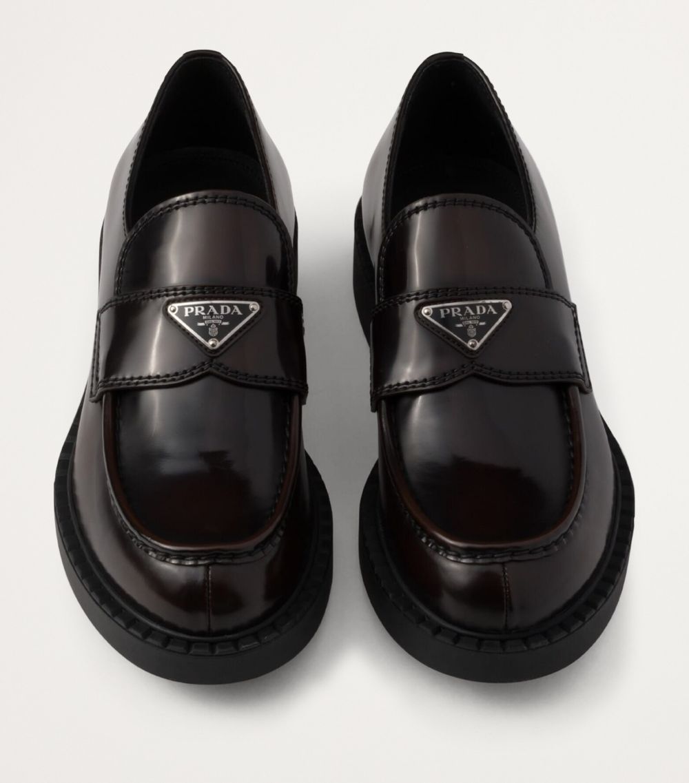 Prada Prada Leather Logo Plaque Loafers