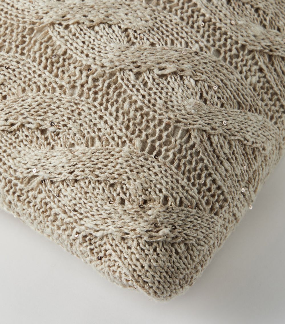 Brunello Cucinelli Brunello Cucinelli Linen-Silk Cable-Knit Cushion (40cm x 40cm)