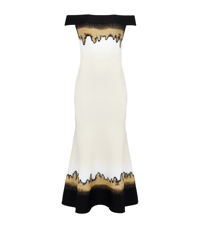 Alexander McQueen Alexander Mcqueen Metallic Off-The-Shoulder Midi Dress