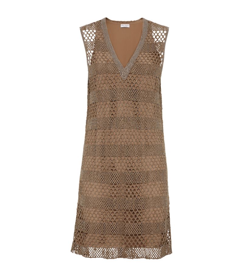 Brunello Cucinelli Brunello Cucinelli Monili Net V-Neck Dress