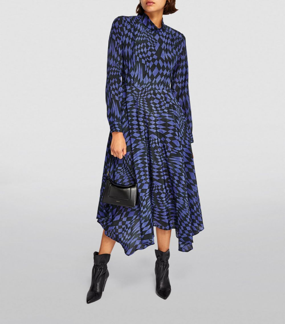 Hayley Menzies Hayley Menzies Silk Abstract Check Midi Dress