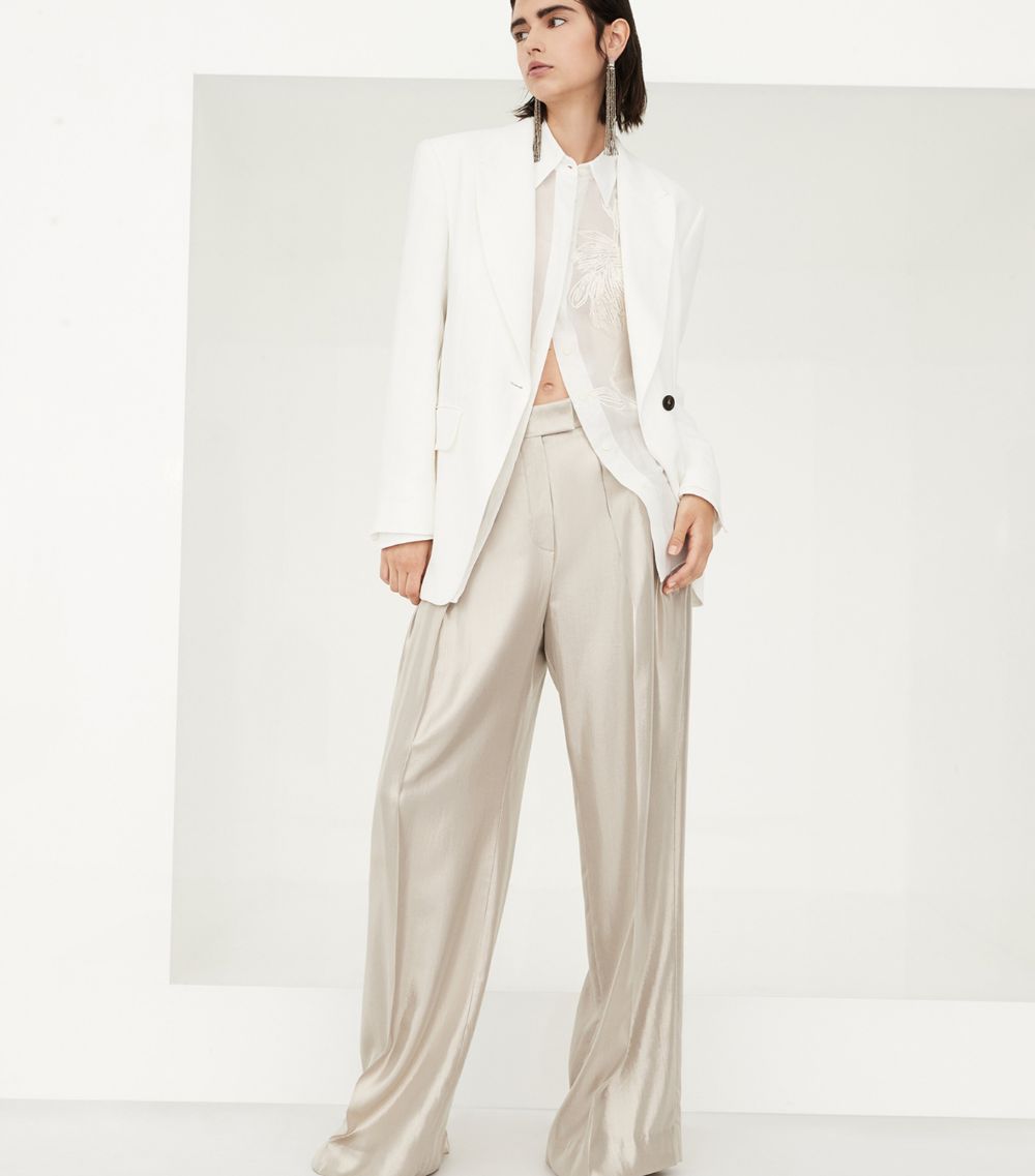 Brunello Cucinelli Brunello Cucinelli Metallic Pleated Wide-Leg Trousers