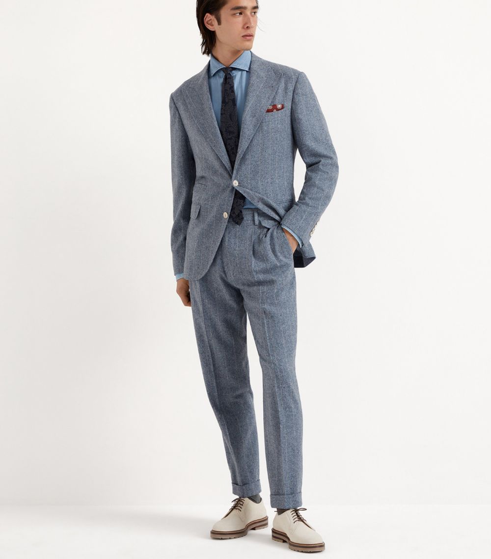 Brunello Cucinelli Brunello Cucinelli Wool-Blend Chalk Stripe Trousers