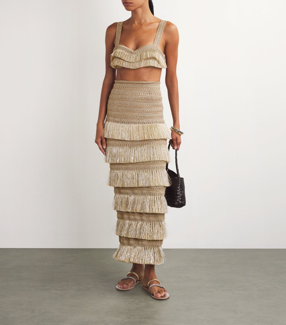 Patbo Patbo Metallic Fringe Maxi Skirt