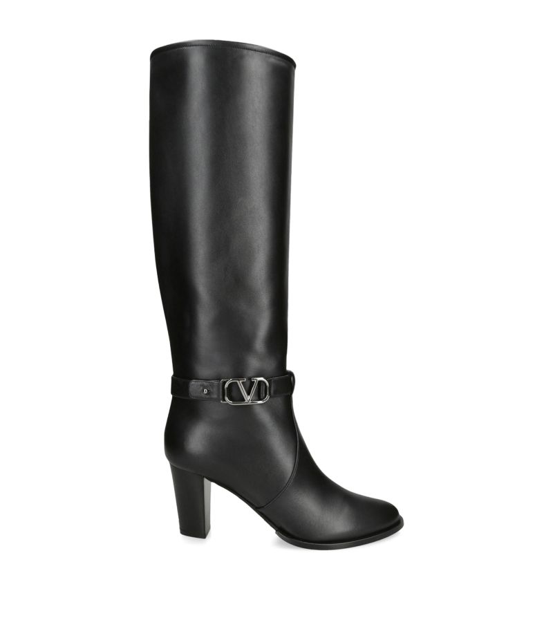 VALENTINO GARAVANI Valentino Garavani Leather Vlogo Knee-High Boots 75