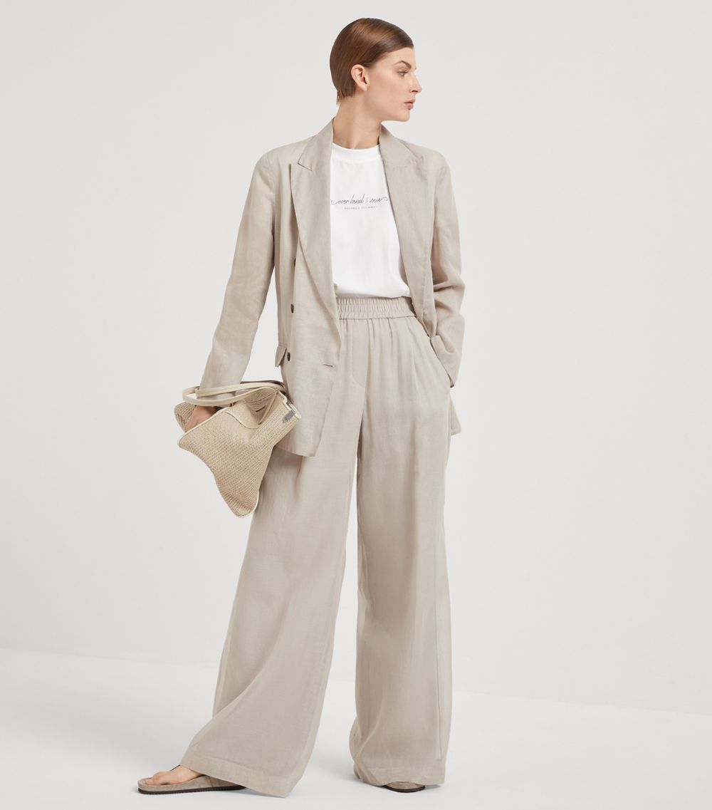 Brunello Cucinelli Brunello Cucinelli Cotton Organza Wide-Leg Trousers