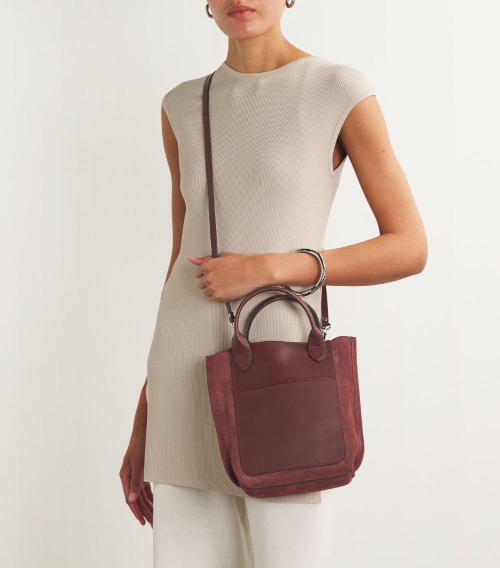  Longchamp Mini Suede Cabas Tote Bag