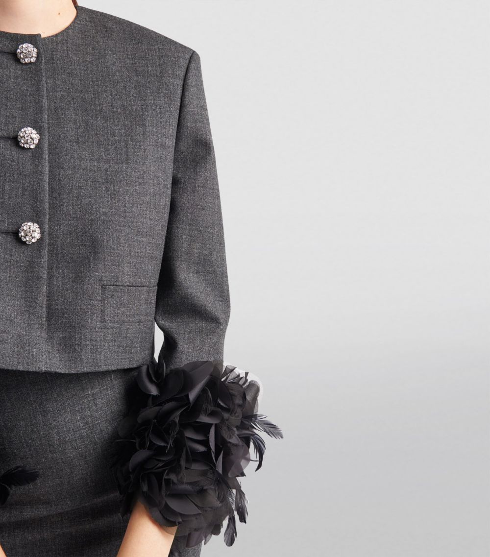 Prada Prada Wool Feather-Trim Jacket