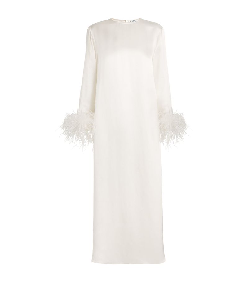 SLEEPER Sleeper Feather-Trim Suzi Maxi Dress