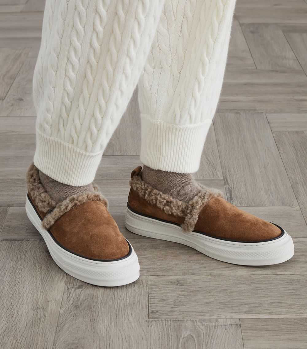 Brunello Cucinelli Brunello Cucinelli Suede-Shearling Slip-On Sneakers