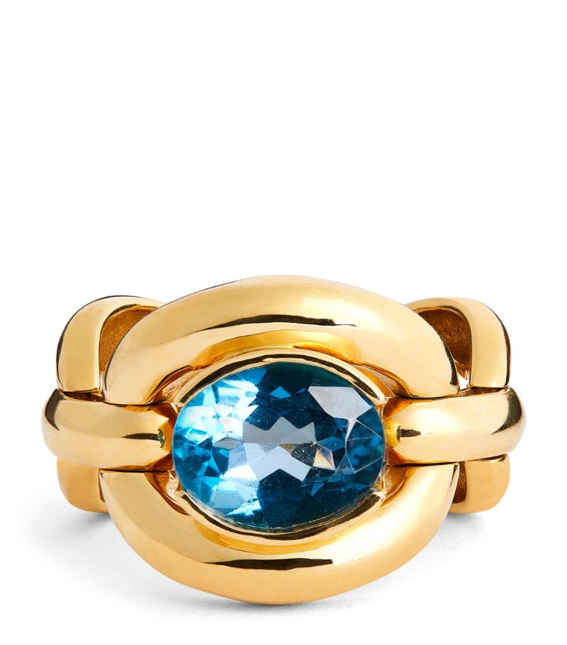 Nadine Aysoy Nadine Aysoy Yellow Gold And Blue Topaz Catena Ring