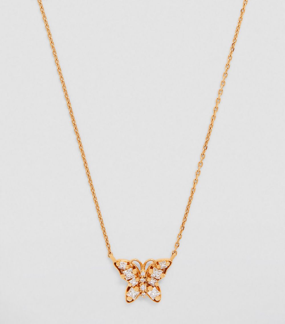 Suzanne Kalan Suzanne Kalan Yellow Gold Diamond Mini Butterfly Necklace